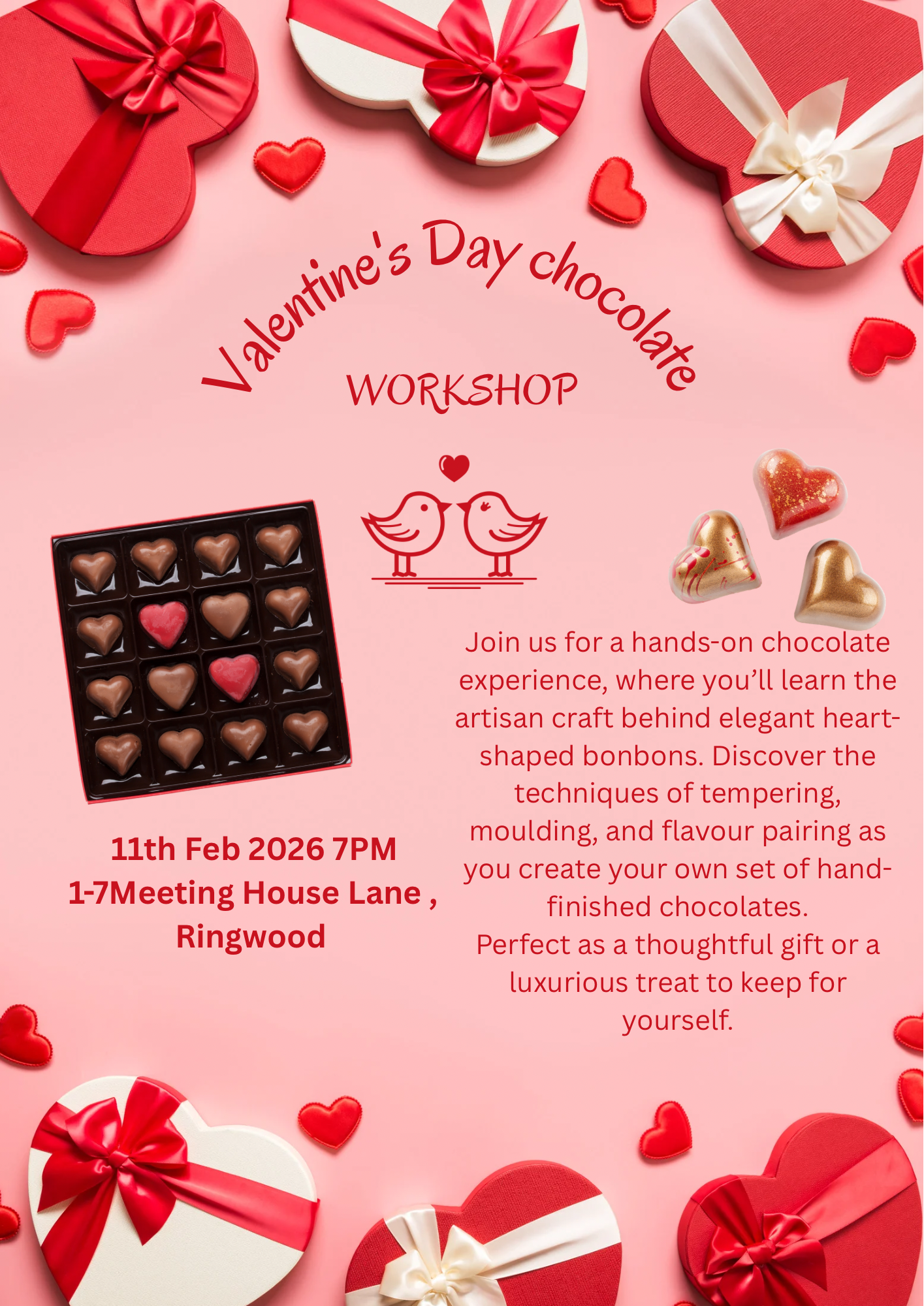 Valentine’s Chocolate Workshop – Heart Bonbons (11 Feb)