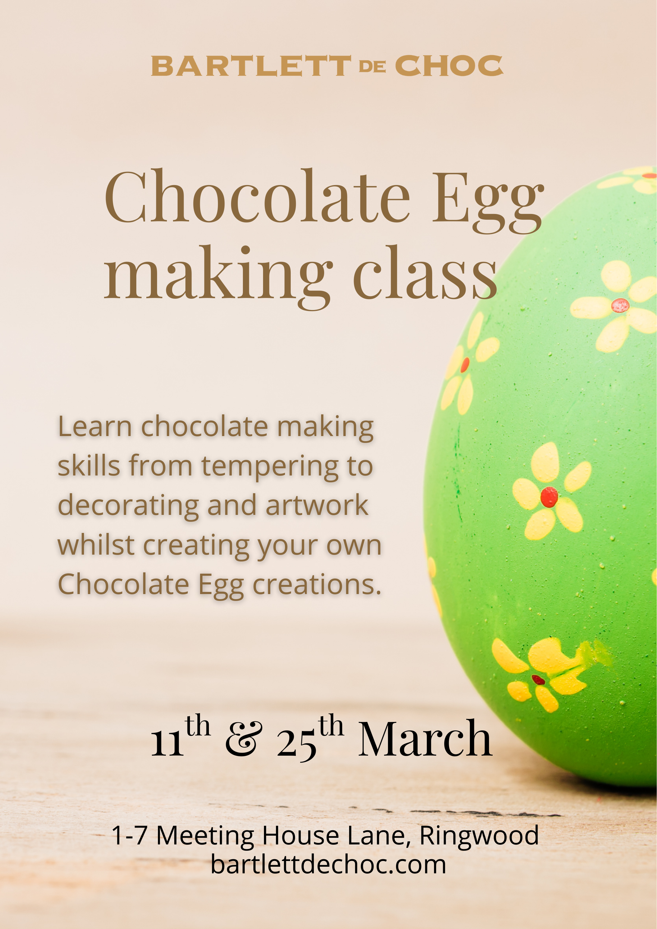 Easter Chocolate egg making class 25th March 7-9pm